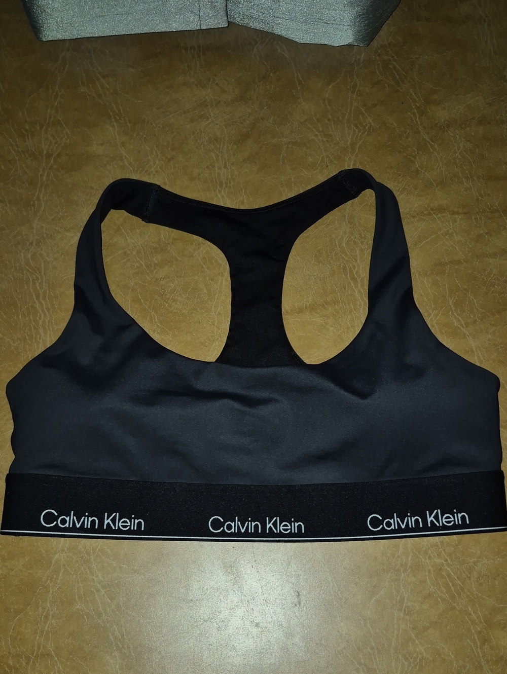 Calvin Klein Black Racerback Logo Sports Bra